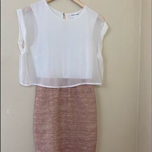 Emerald Sundae Glitzy Dress. White/ Gold.